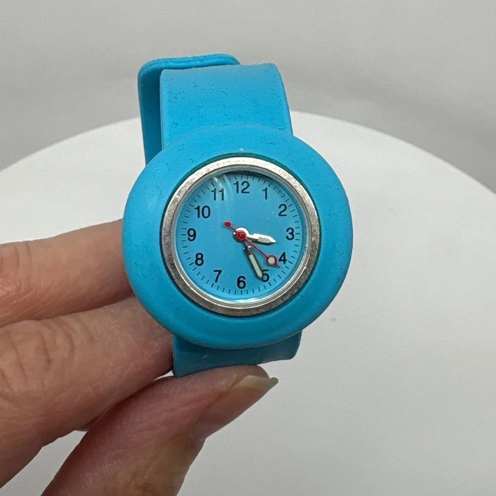Untested battery Blue Kids Watch Round Face Easy Read Time Teacher Wristwatch‎